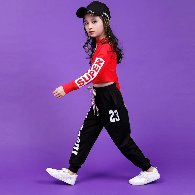 Children's Day Clothes for Girls hip hop girls street Jazz dance set teenage girls clothing 120 130 140 150 160 180 (4)
