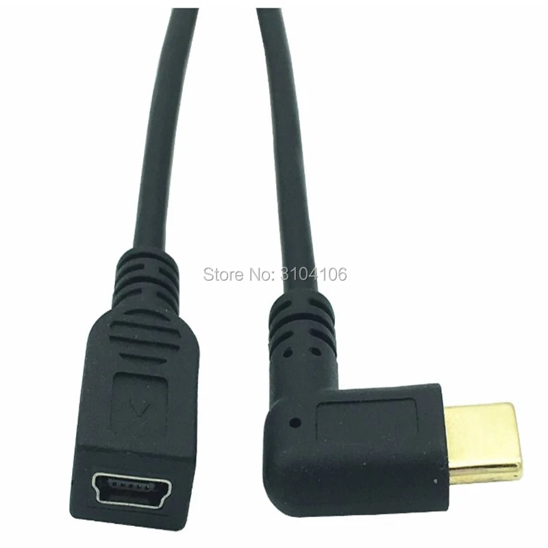Зарядный кабель USB 0 25 Type C преобразователь м с двумя штекерами левый и правый угол