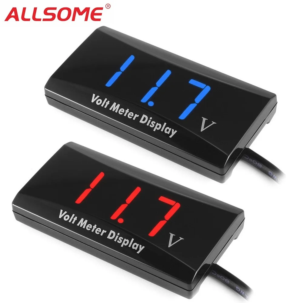 

ALLSOME DC 8-16V LED Digital Display Voltmeter Mini Voltage Meter Volt Tester Panel for DC 12V Cars Motorcycles Vehicles HT856
