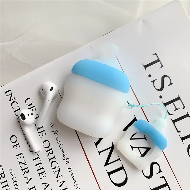 For AirPods Apple 3D Bottle Case Cute Cartoon Pattern Cover Bluetooth Earphone Cases For Air pods Accessories plug Charging Box