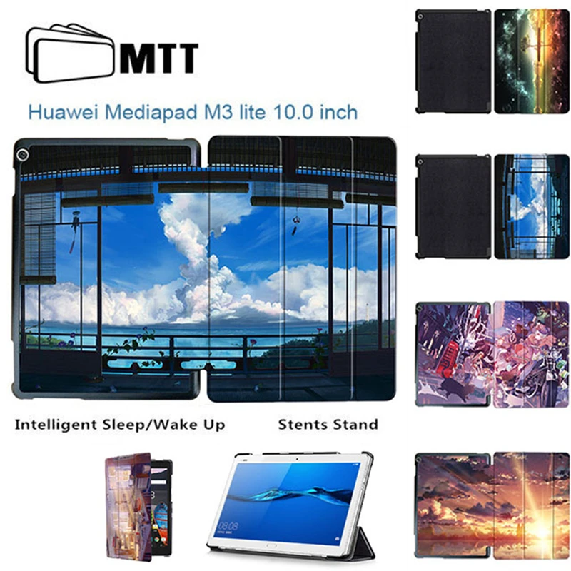 

MTT Anime Sky Case For Media Pad M3 Lite 10 Slim PU Leather Smart Cover Case For Huawei Mediapad M3 Lite 10.1'' BAH-W09 BAH-AL00