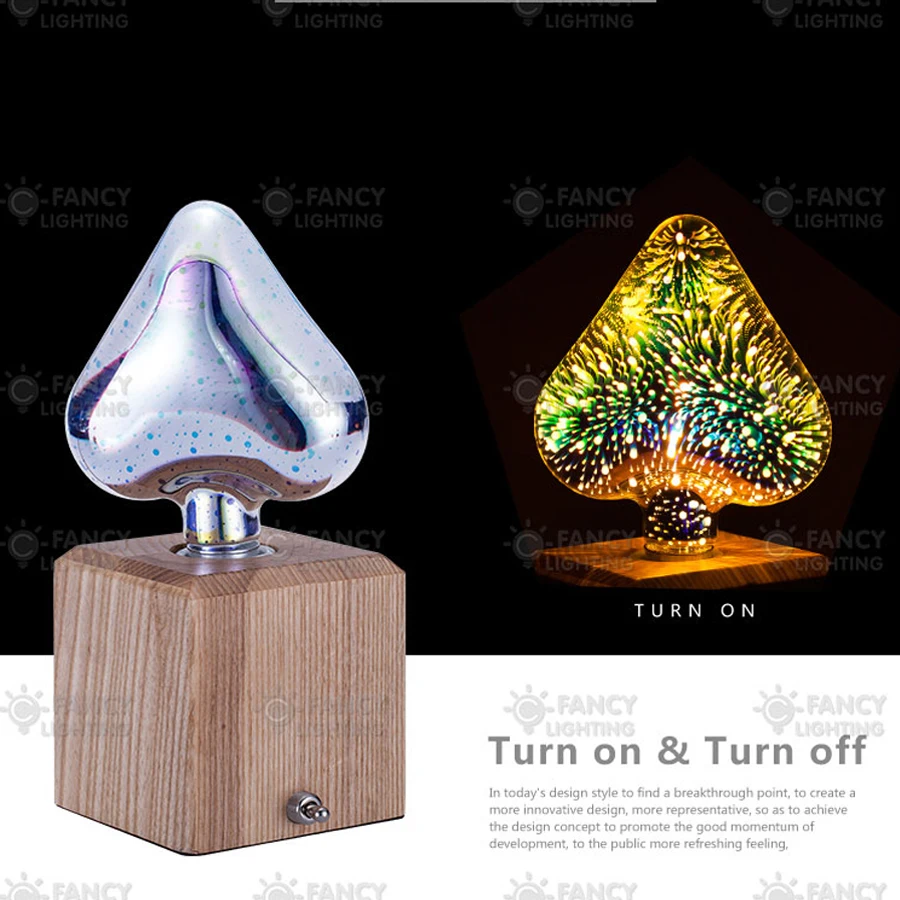 Led light bulb Star/Heart/Diamond 3D led bulb 110v 220v 3w holiday light e27 lampada for christmas home party decoration lampara