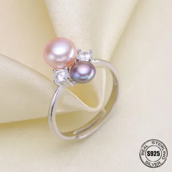 

FIRST SHOW fashion 925 sterling silver ring accessory shining Flower shaped ring accessories for women DIY pearl ring