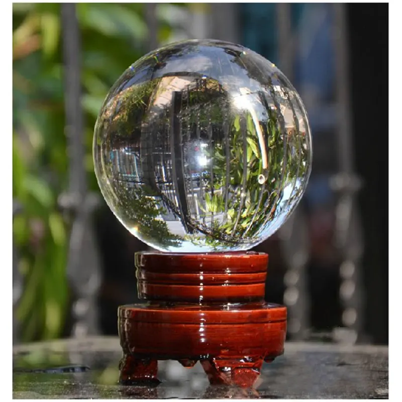 

Large Creative Crystal Ball 40mm Wedding Venue Table Decorations Wood Stand