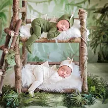 Для новорожденных Ползунки+ шапочка 2 шт./компл. детских фотографий в свадебном стиле Костюмы детской фотостудии искусство полнолуние костюм реквизит для детей от 0 до 1 м