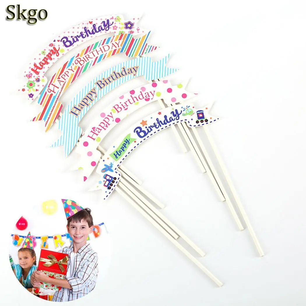 

5pcs Creative Birthday Flags Cupcake Toppers Pick Boy Birthday Party Decorations Kids Pick Cupcake Decoration Birthday Favors