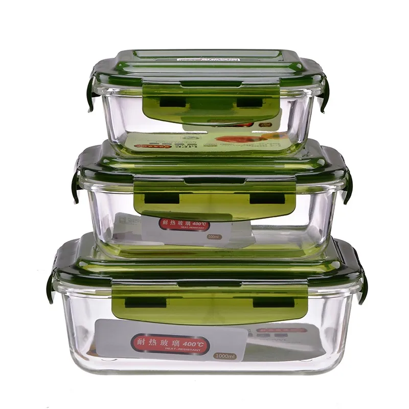 Прямоугольные контейнеры для еды из боросиликатного стекла, коробка для обеда, термостойкая, термостойкая, для холодильника, чаша Tigela