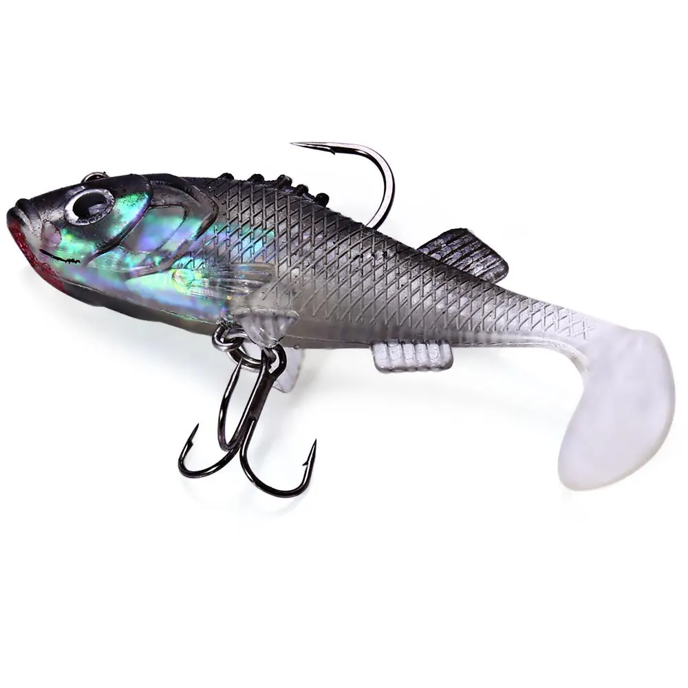 

6 Pieces only $5.99 !Outlife Fishing Lures 7.6cm Soft Bait Carp Fishing Crankbait Paillette Shad With Treble Tackle Hooks