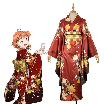 

LoveLive!Sunshine!! Aqours New Year Takami Chika Yukata Kimono Dress Uniform Outfit Anime Cosplay Costumes