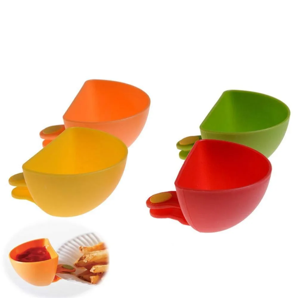 

1PC Assorted Salad Saucer Ketchup Jam Dip Clip Cup Bowl Saucer Cup Tableware Home Kitchen Accessories Fruit Vegetable Tool