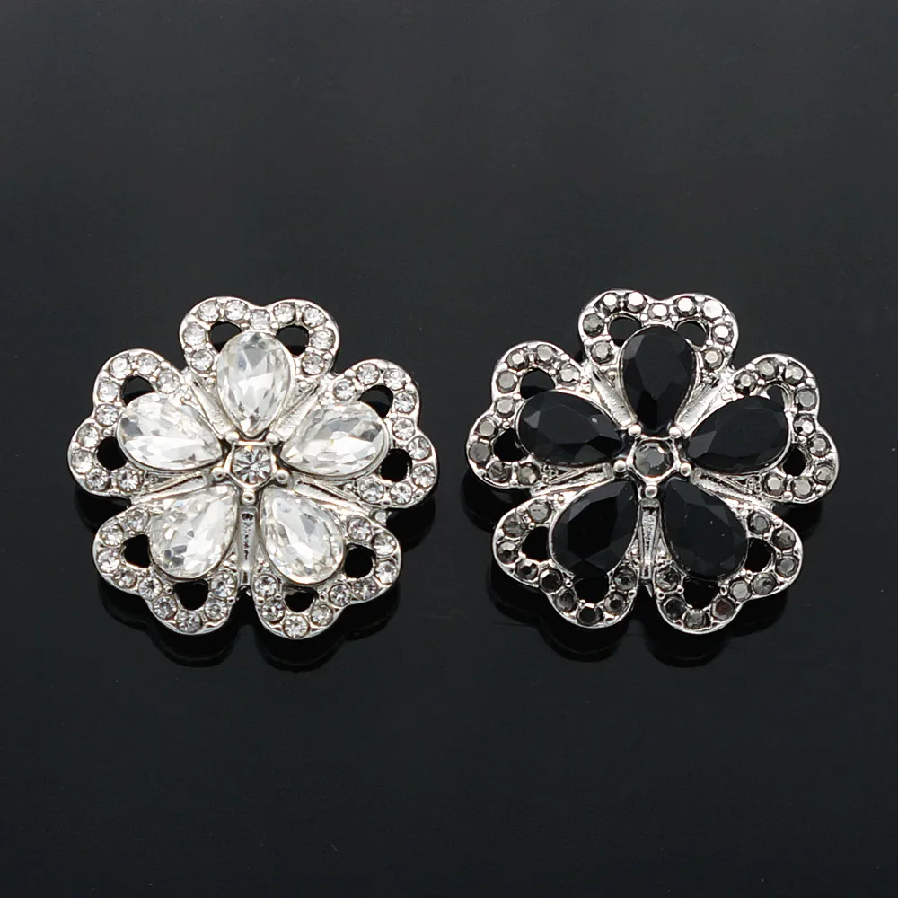 

PL0111 New 2016 Beauty 18MM Rhinestone Flowers metal charm charm snap buttons fit charm snap bracelets jewelry women gift