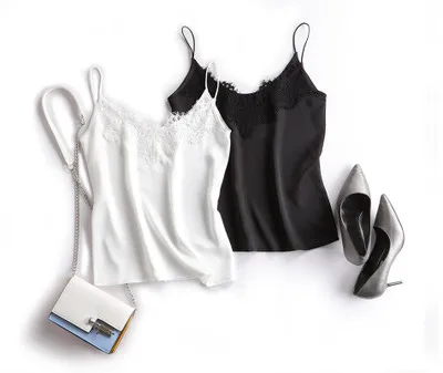 

Summer Tops White Lace Camisole Basic Tops Women 2019 Sexy with Lace Silk Cami for Women Spaghetti Strap Top Tank Ladies