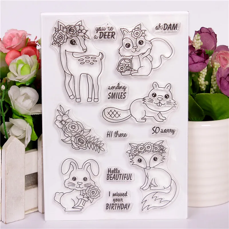 Squirrel deer Transparent Clear Stamps for DIY Scrapbooking/Card Making/Kids Christmas Fun Decoration Supplies | Канцтовары для