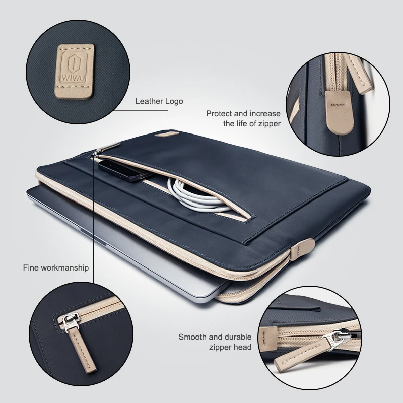 Bolsa do Portátil para Macbook Case à Prova Capa para Macbook Wiwu Case Dwaterproof Água Náilon Notebook Bolsa 14 13 Portátil Manga Pro 16 2020 - Imagem 4