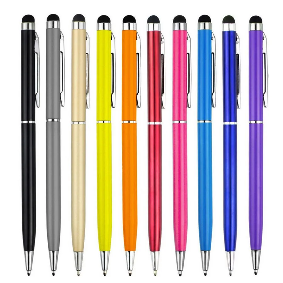 

500pcs Ballpoint pen 2 in 1 Fine Point Stylus Capacitive Touch Microfiber Stylus Touch Screen For ipad iphone White black gold