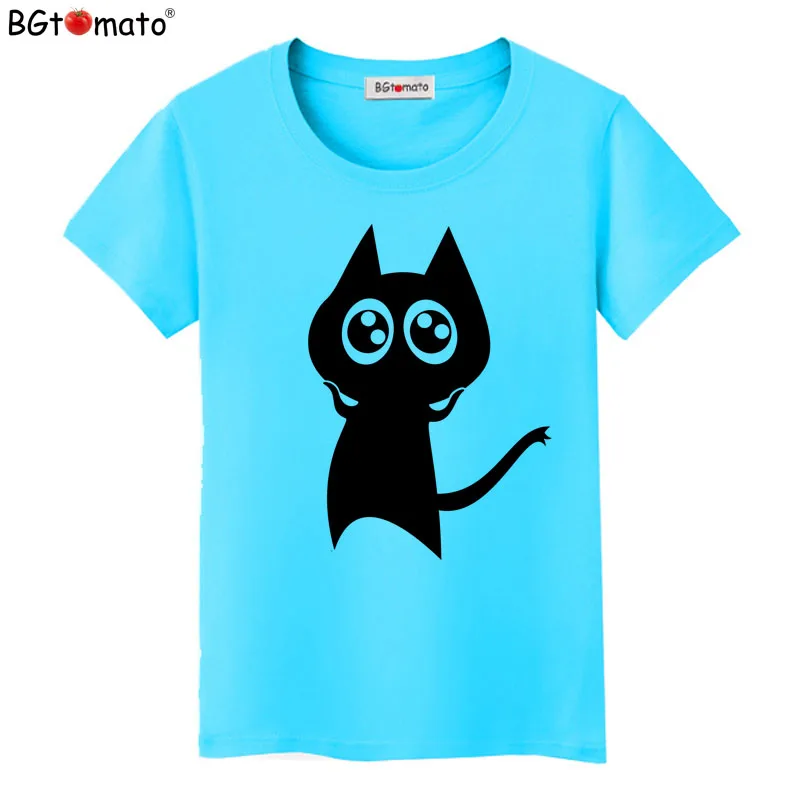 

BGtomato NEW! Harajuku t-shirts Women's lovely black cat shirts Original brand good quality casual shirts summer tops tees