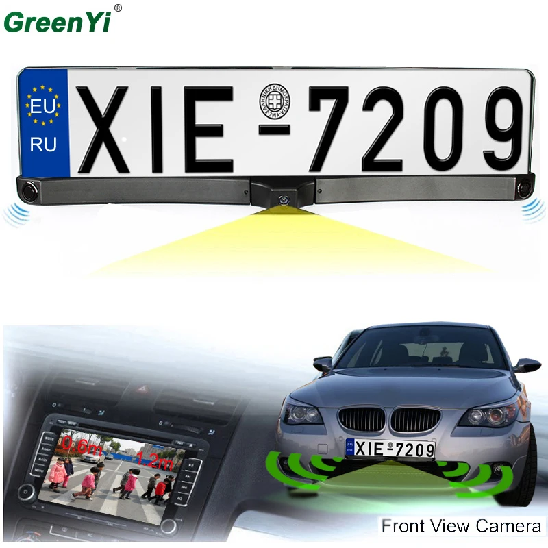 

HD CCD EU European Car License Rear View Camera Front View Camera License Plate Frame Parking Camera With Two Parking Sensors