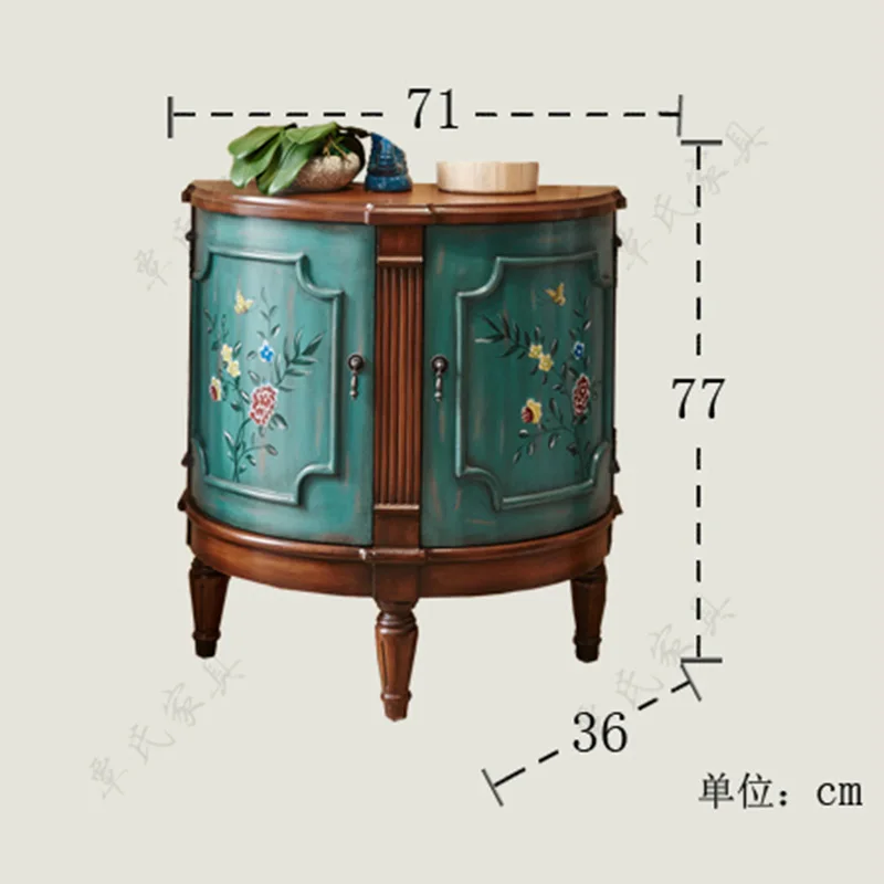 Retro painted vestibule hall, garden decoration cabinet, two doors, semi-circular cabinets, entrance counters, Retro painted vestibule hall, garden decoration cabinet, two doors, semi-circular cabinets, entrance counters,