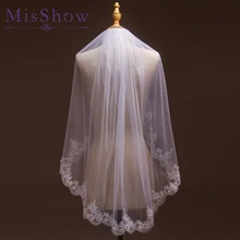 Velos de Noiva 2019 Short One Layer Lace Applique White Ivory Wedding Veil with comb Tulle Bridal Veil Cheap Wedding Accessories