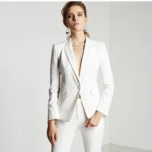 Высокое качество новинка г. белые осенние Деловые женские брючные костюмы формальные офисные женские рабочие костюмы брючный костюм больших размеров