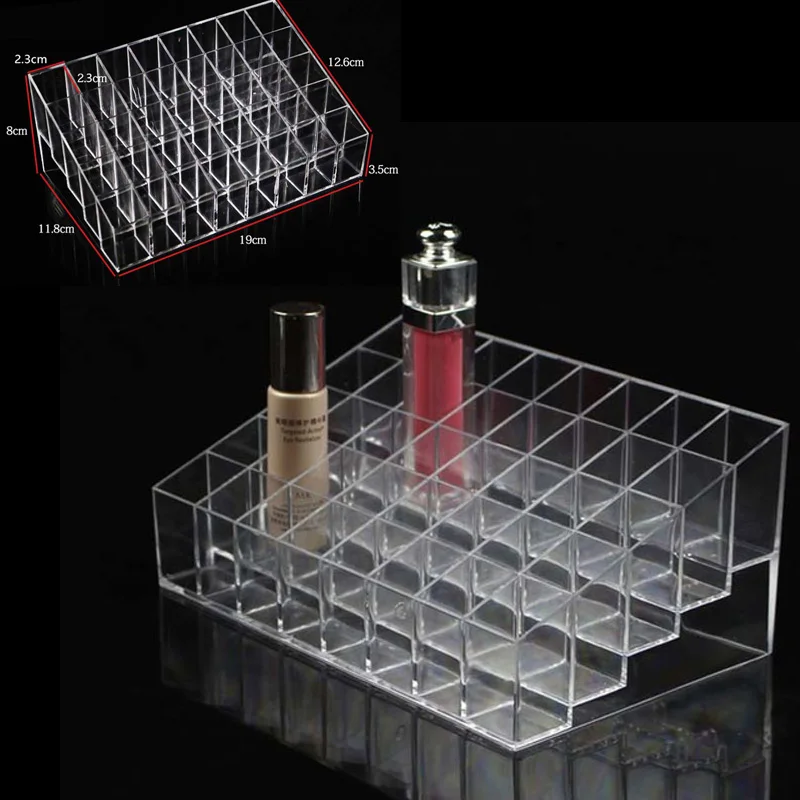 

Clear 36/40 Slot Makeup Organizer Cosmetic Storage Box Lipstick Holder Organizer Lip Gloss Display Stand make up organizer