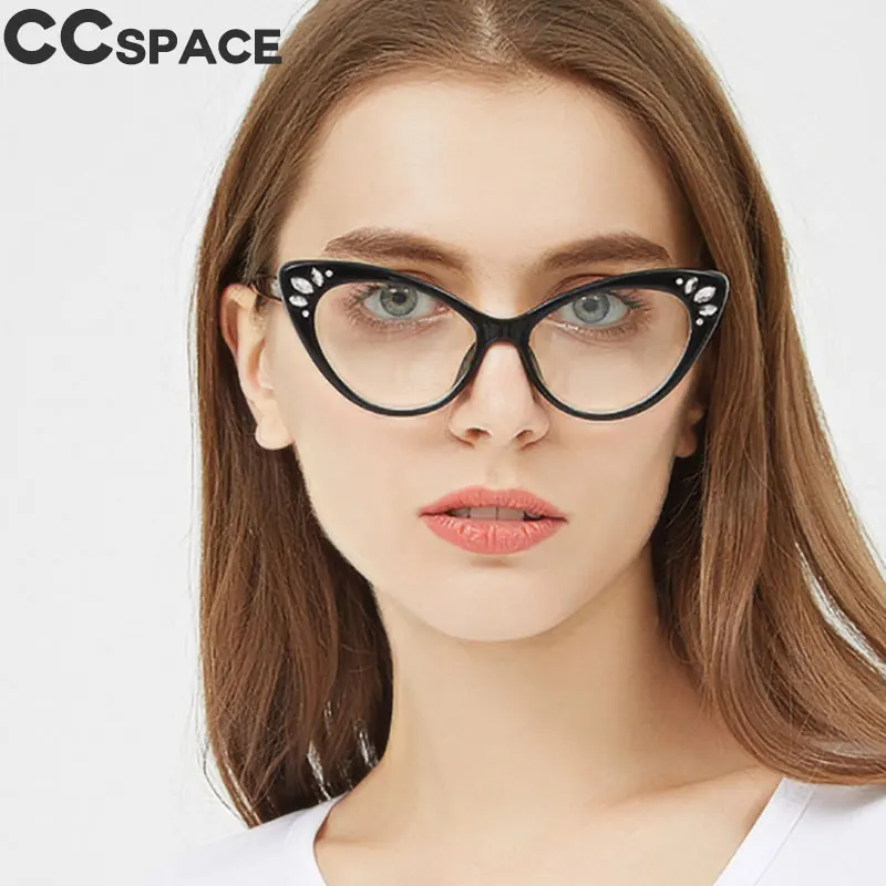 Crystal Cat Eye Glasses Frames Small Cateye Women Glasses Style Brand 