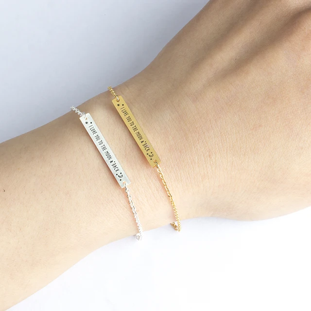 I Love You To The Moon Back Bracelet S Promise Letter I Love You To The Moon Back Bracelet S Promise Letter Jewelry Steel Boho Charm
