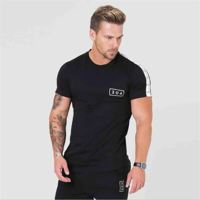 fitness t shirt men summer gym-7