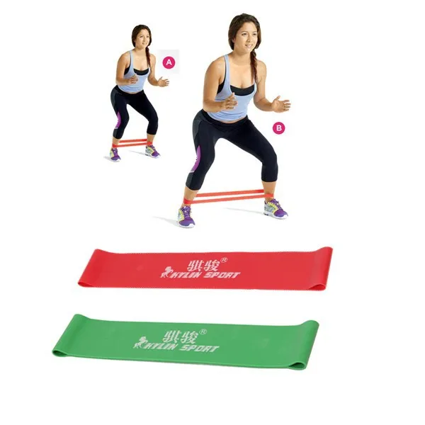 

Green and red combination latex resistance bands workout excercise pilates yoga bands loop wrist ankle elastic belt