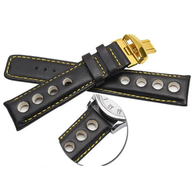 Черный мм 20 мм пояса из натуральной кожи часы ремешок Watche ремешок ремень застежка/Пряжка для Breitling Pam