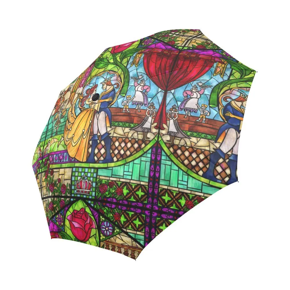 Princess and Prince Rose Sun Rain Travel Auto-Foldable Umbrella