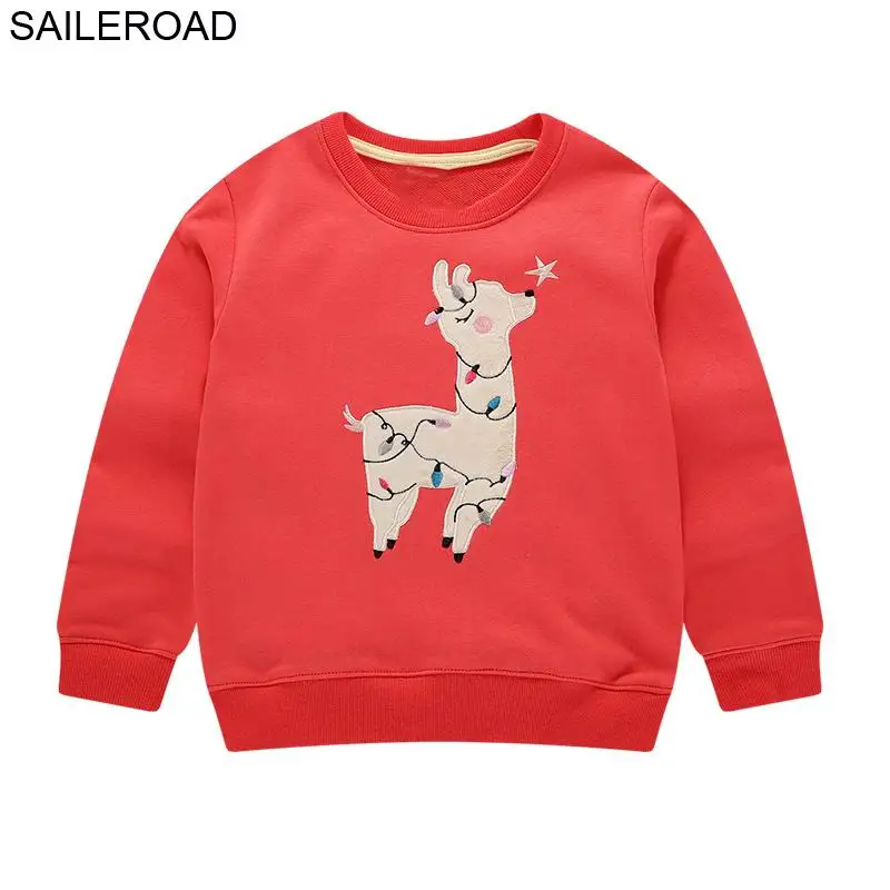 

SAILEROAD Animal Sheep Appliques Girls Sweatshirts for Kids Clothes 2-7Years Children Hoodies Cotton Baby Tops Clothing