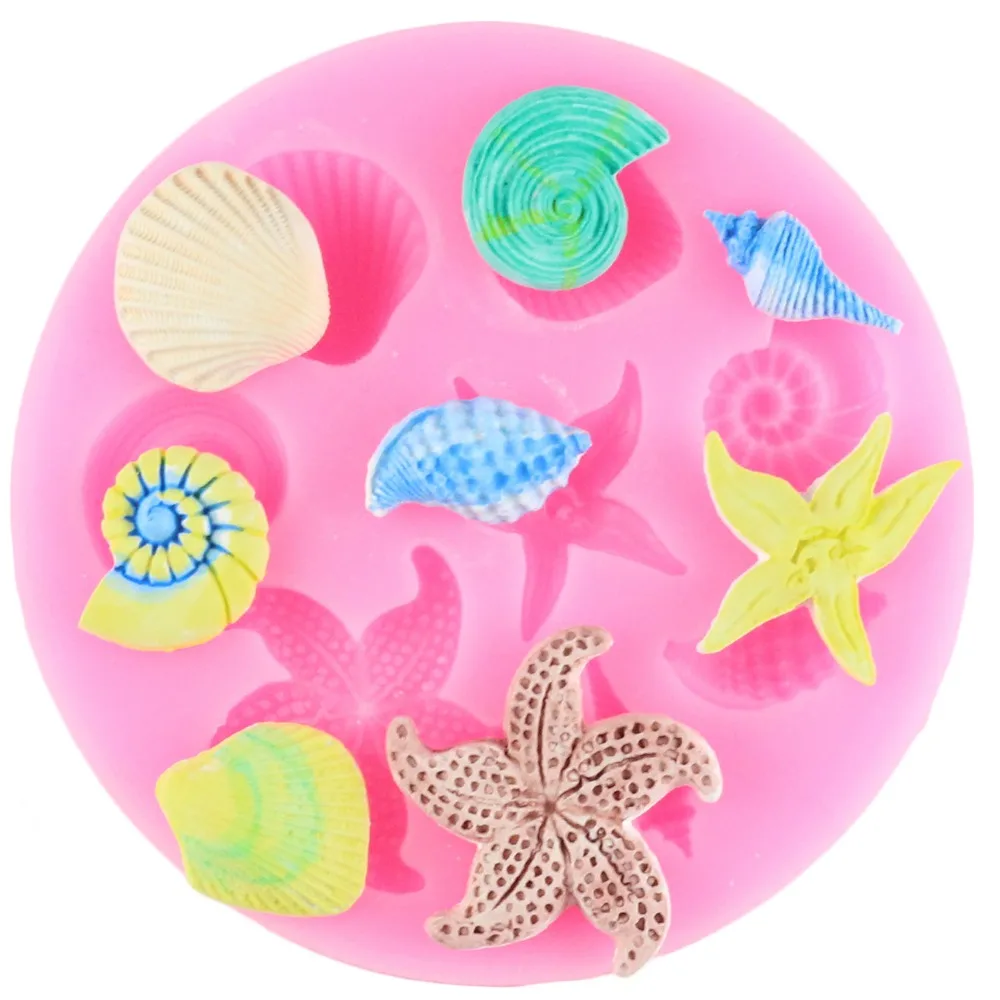 

Cake Decoration Tools DIY Sea Creatures Conch Starfish Shell Fondant Cake Candy Silicone Molds Creative DIY Chocolate Mold