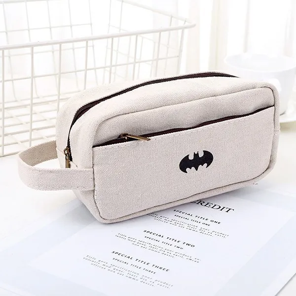 Cartoon Superhero Big Canvas Pencil Case For Boys Cute Large Pencil Box Pen Case School Supplies Stationery - Цвет: 4