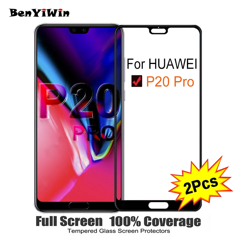 

2PCS Full Cover Screen Protector Tempered Glass For Huawei P20 Pro 6.10" 9H Protective glass For p20 Pro CLT L04 L09 Film Case