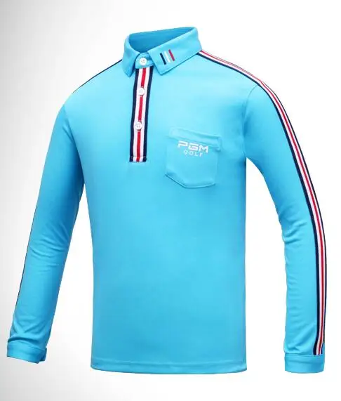 PGM/детская одежда для гольфа; сезон осень-зима; дышащая футболка с длинными рукавами для мальчиков; эластичная ткань; теплая спортивная одежда для гольфа - Цвет: Синий