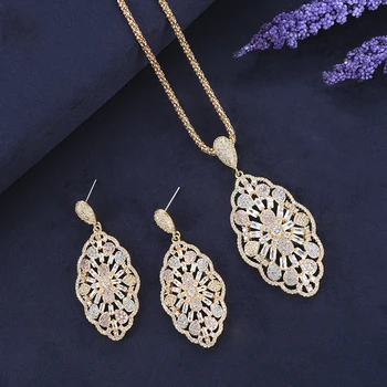 

missvikki Elegant Top Quality Jewelry Sets Necklace Pendant Earrings Full Crystal Natural Cubic Zirconia Women Girl Party Gift