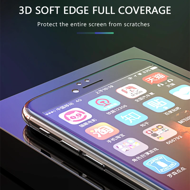 PZOZ schutz glas auf die für iphone 7 8 plus x screen protector gehärtetem glas 3D Weiche kante vol