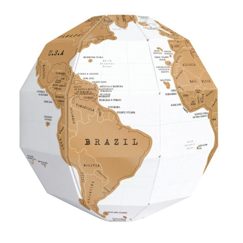 DIY Scratch Globe 3D Stereo Assembly Globe World Map Travel Kid Child Toy Gift Portable Size DIY Standing Puzzle Toy