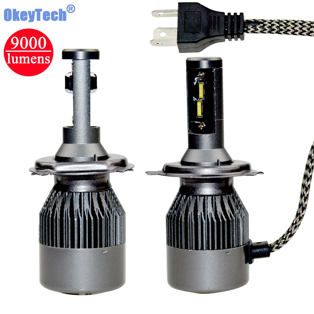 2pcs H4 9003 HB2 CSP LED Car Headlight Bulbs Hi-Lo Beam 80W 9000LM White 6000K Auto Headlamp Fog Light 12V 24V Car Light