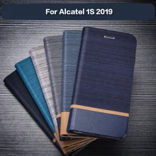 Чехол-бумажник из искусственной кожи для Alcatel 1S, деловой чехол для телефона для Alcatel 1S, флип-чехол-книжка, Мягкий ТПУ силиконовый чехол-накладка
