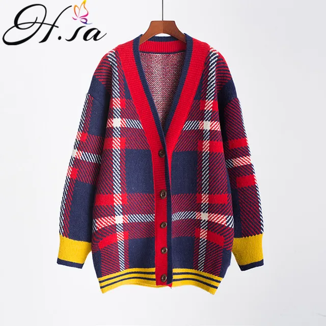 oversized plaid cardigan