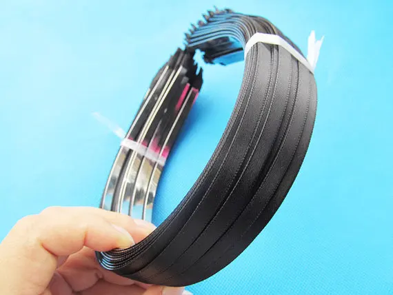 

50pcs 5mm Wide Metal Headband Hairband Pendant Charm Finding,Sticked Black Ribbon Outer, DIY Fashion Accessory Jewelry Making