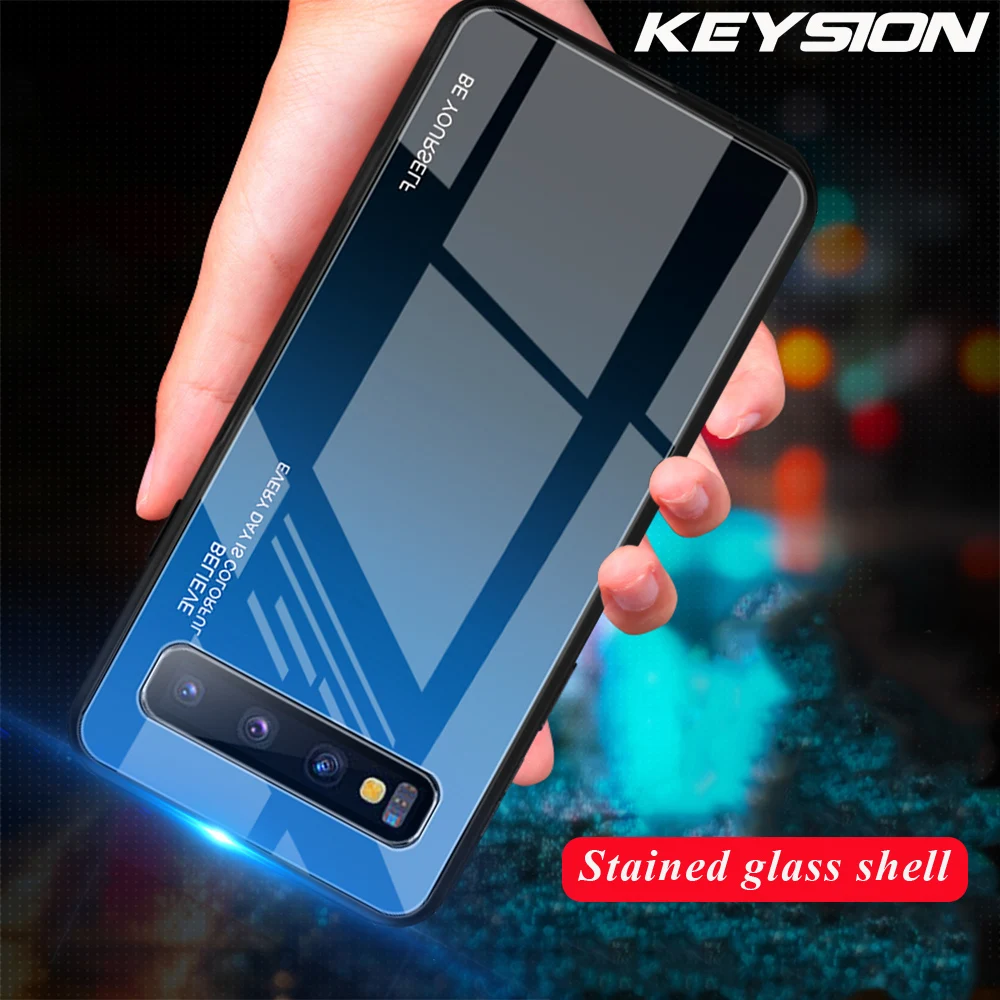 KEYSION Gradient Tempered Glass Case for Samsung Galaxy S10 5G Version Plus Protective Phone Back Cover S10e S10+ |