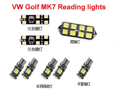 8PCS LED Reading Light/Interior dome map Light Kit Bulb Upgrade for VW Golf MK7 Golf 7 Golf VII(e.g.Glove box,Trunk,Visor Light)