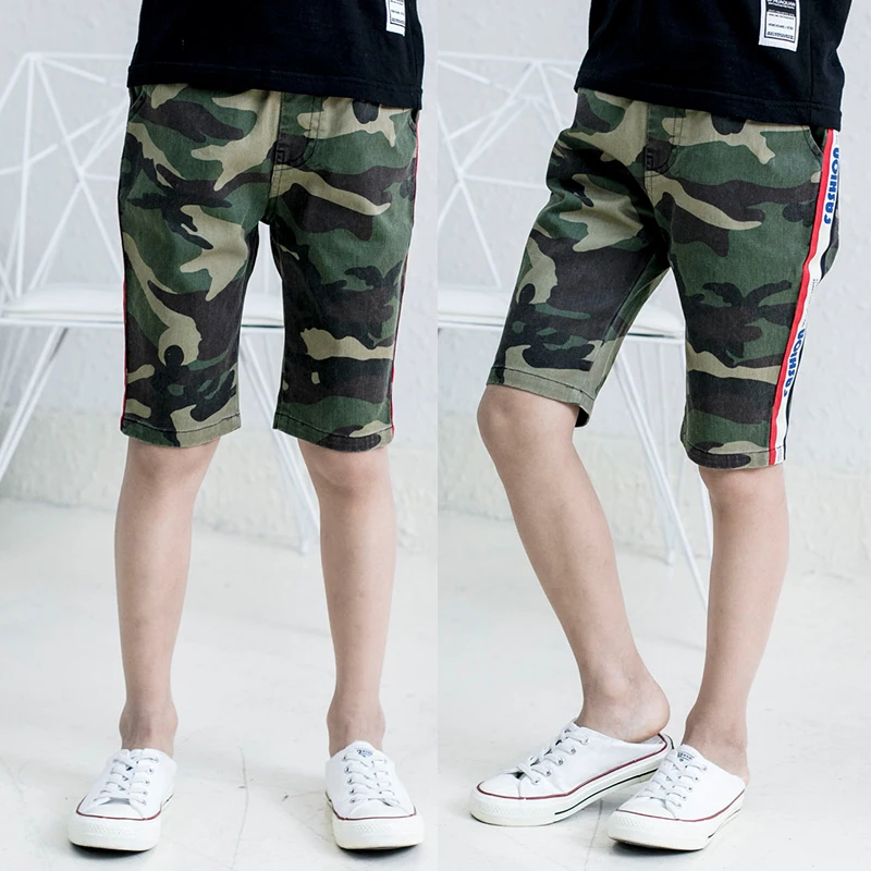 

Boys Camouflage Shorts Summer Cotton Trousers Kids Army Cool Pants Children Slim Sport Camo Short Sweatpants For 4 To 14 Years