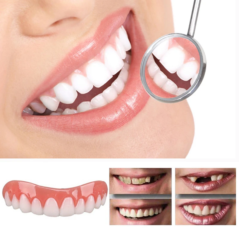 

Portable Smile False Teeth That Fit Teeth Whitening Denture Paste False Teeth Upper Cosmetic Fake Tooth Cover Beauty Teeth Tool
