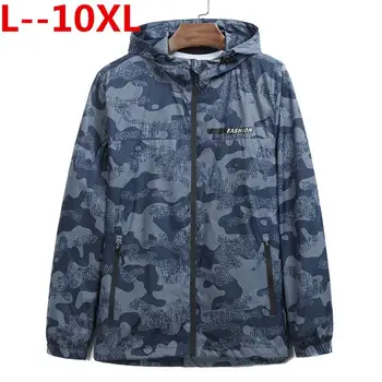 

10XL 8XL 6XL 5XL Spring Autumn New Fashion Loose Fit Young Men Hooded Jacket Thin Jackets Brand Casual Windbreaker Top Quality