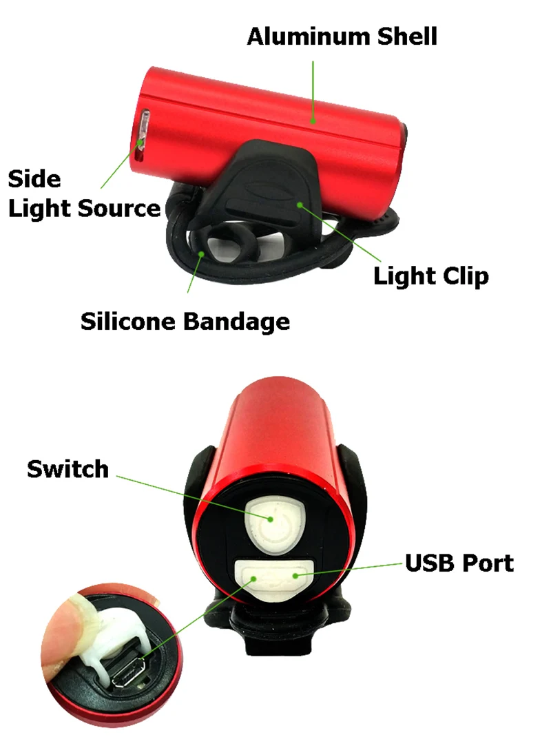 350 Lumens Waterproof Bicycle Light USB Charging Front Handlebar Lamp LED MTB Road Cycling Safety Bike Rear Taillight LT0107 (5)