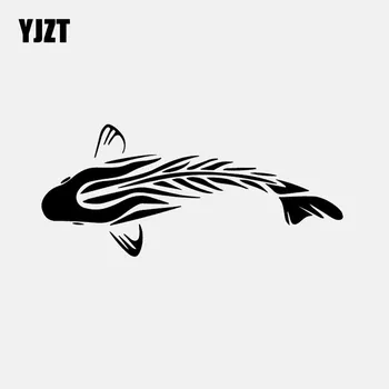 

YJZT 16.8CM*7.4CM Tribal Carp Vinyl Fishing Decal Car Stickers Decor Black/Silver C24-0897